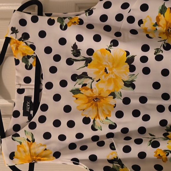 ALYX DRESS WOMEN'S PLUS BLACK & WHITE FLORAL POLKA-DOT SLEEVELESS DRESS SIZE 16 - Picture 3 of 16